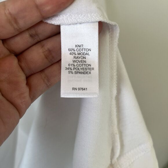 J Jill x Christian Siriano Mixed Media Top White Curved Hi Low Hem Petite Medium - Picture 9 of 10